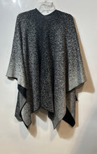 Load image into Gallery viewer, Calvin Klein Womens Black Ombre Print Lurex Ruana Open Poncho Sweater One Size