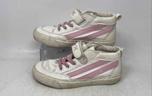 Load image into Gallery viewer, Hurley Girls White Pink Round Toe Hook And Loop Mid Top Sneakers Shoes Size 2