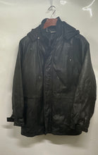 Load image into Gallery viewer, Pelle Cuir Mens Black Genuine Leather Long Sleeve Front Zip Parka Jacket Size L