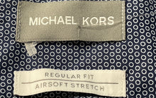 Load image into Gallery viewer, Michael Kors Mens Blue Printed Long Sleeve Regular Fit Dress Shirt Size L