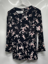Load image into Gallery viewer, Karl Lagerfeld Womens Black Floral Print Long Sleeve Blouse Top Size XS