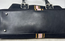 Load image into Gallery viewer, Bandolino Womens Black Monogram Inner Pockets Double Handle Tote Handbag