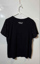 Load image into Gallery viewer, Karl Lagerfeld Womens Black Embellished Short Sleeve T-Shirt Size Large