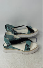 Load image into Gallery viewer, Franco Sarto Womens Darla Teal Snakeskin Print Leather Ankle Strap Sandals Sz 6M