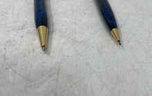 Load image into Gallery viewer, I Mark Blue Gold Trim Writing Instruments Ballpoint Pen And Pencil 2 Pcs Set