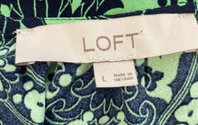 Load image into Gallery viewer, Loft Womens Green Black Floral Long Sleeve V-Neck Regular Fit Blouse Top Size L