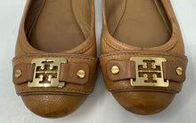 Load image into Gallery viewer, Authentic Tory Burch Womens Brown Leather Ballet Flats Size 6M Worn Stained