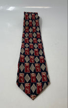 Load image into Gallery viewer, Hugo Boss Mens Blue Red Brown Printed Adjustable Pointed Tie