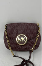 Load image into Gallery viewer, Michael Kors Womens Red Signature Print Semi-Chain Strap Crossbody Bag