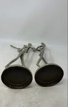 Load image into Gallery viewer, Vintage Set Of 2 Pcs Silver-Tone Engraved Brass Baseball Player Art Sculpture