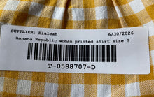 Load image into Gallery viewer, Banana Republic Womens Yellow White Gingham Print Cotton Button-Up Shirt Size S