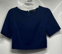 Load image into Gallery viewer, Express Womens Blue Short Sleeve Round Neck Back-Zip Cropped Blouse Top Size S