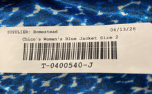 Load image into Gallery viewer, Chico's Womens Blue Long Sleeve Collared Pockets Button Front Jacket Size 2