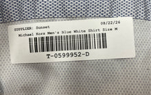 Load image into Gallery viewer, Michael Kors Mens Blue White Printed Classic Fit Button-Up Shirt Size M