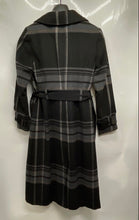 Load image into Gallery viewer, White House Black Market Womens Black Plaid Long Sleeve Pockets Trench Coat XXS