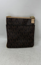 Load image into Gallery viewer, Michael Kors Womens Brown Signature Print Adjustable Strap Crossbody Bag