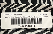 Load image into Gallery viewer, Ann Taylor Womens Black White Animal Print Button Front Blouse Top Size XXSP