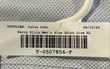 Load image into Gallery viewer, Perry Ellis Mens White Blue Geometric Print Slim Fit Button-Up Shirt Sz XL w/Tag