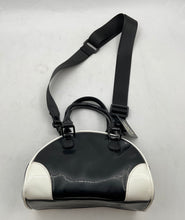 Load image into Gallery viewer, Art Class Womens Black White Patent Faux Leather Bowler Crossbody Handbag W/ Tag