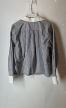 Load image into Gallery viewer, J.Crew Womens White Blue Striped Long Sleeve Cropped Button-Up Shirt Size 8