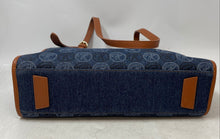 Load image into Gallery viewer, Rosetti Womens Blue Brown Monogram Print Inner Pockets Shoulder Tote Bag