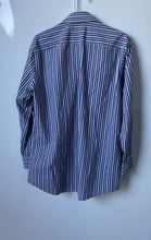 Load image into Gallery viewer, Hugo Boss Mens Blue Striped Slim Fit Two Ply Long Sleeve Dress Shirt Size 16