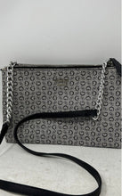 Load image into Gallery viewer, Guess Womens Gray Black Monogram Print Chain Strap Zipper Crossbody Bag