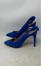 Load image into Gallery viewer, BCBGeneration Womens Blue Suede Bow Pointed Toe Slip-On Slingback Heels Size 10
