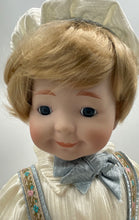 Load image into Gallery viewer, Marian Yu Designs Blonde Hair Porcelain Boy Doll In Blue Shorts W/ COA In Box