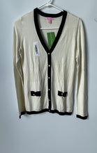 Load image into Gallery viewer, Lilly Pulitzer Womens Beige Black Long Sleeve Cardigan Sweater Size S With Tag