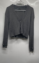 Load image into Gallery viewer, Zara Womens Gray Ribbed Long Sleeve Knitted Cardigan Sweater Size Small