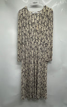 Load image into Gallery viewer, Mango Womens Cream Black Abstract Long Sleeve V-Neck Midi A-Line Dress Size 8