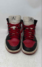 Load image into Gallery viewer, Nike Womens Air Jordan 1 Mid White Red Black Lace-Up Sneaker Shoes Size 10