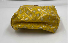 Load image into Gallery viewer, Authentic Tory Burch Womens Yellow Floral Print Cosmetic Bag Stained /Damaged