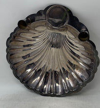 Load image into Gallery viewer, Silver-Tone Shell Shaped Dish Serving Tray With Candle Holders Collectible