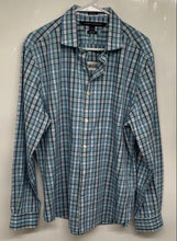 Load image into Gallery viewer, Tommy Hilfiger Mens Blue Plaid Custom Fit Long Sleeve Button-Up Shirt Size L