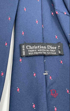Load image into Gallery viewer, Christian Dior Mens Blue Red Printed Adjustable Long Formal Designer Tie