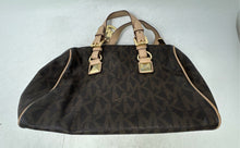 Load image into Gallery viewer, Michael Kors Womens Grayson Brown Signature Double Handle Charm Satchel Bag