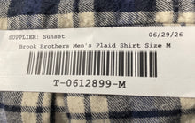 Load image into Gallery viewer, Brooks Brothers Mens Blue White Plaid Cotton Regular Fit Button-Up Shirt Size M