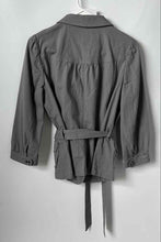 Load image into Gallery viewer, Ann Taylor Loft Womens Gray 3/4 Sleeve Tie Waist Button Front Jacket Size MP