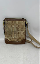 Load image into Gallery viewer, Coach Womens Brown Signature Print Adjustable Strap Zipper Crossbody Purse