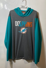 Load image into Gallery viewer, NFL Mens Gray Green Miami Dolphins Long Sleeve Pullover Hoodie Size XL
