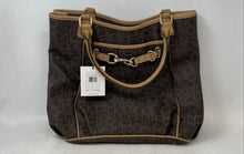Load image into Gallery viewer, Calvin Klein Womens Hudson Brown Logo Print Leather Tote Handbag With Tag