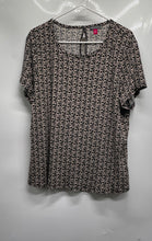 Load image into Gallery viewer, Vince Camuto Womens Black Beige Geometric Print Pullover Blouse Top Size XL