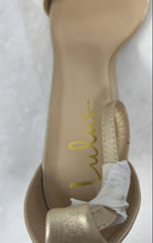 Load image into Gallery viewer, Lulus Womens Taylor Yellow Gold Tone High Block Ankle Strap Heels Size 10