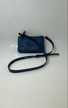 Load image into Gallery viewer, Michael Kors Womens Blue Pebbled Leather Double Zip Phone Tab Crossbody Bag