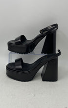 Load image into Gallery viewer, Zara Womens Black Leather Open Toe Block Heel Ankle Strap Sandals Size 38