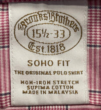 Load image into Gallery viewer, Brooks Brothers Mens Pink Plaid Soho Fit Non-Iron Dress Shirt Size 15 1/2 w/ Tag