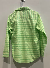 Load image into Gallery viewer, Nautica Mens Green Striped Print Long Sleeve Collared Dress Shirt Size L