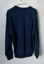 Load image into Gallery viewer, Adidas Mens Navy Blue Graphic Print Trefoil Long Sleeve Pullover Sweatshirt Sz M
